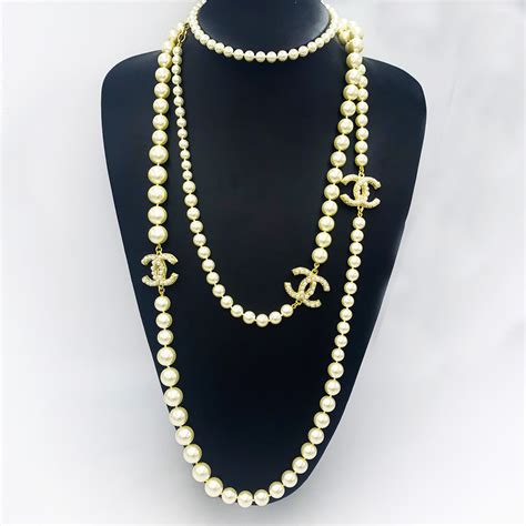 chanel inspired cc necklace|authentic chanel pearl necklace.